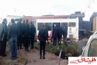 الداخلية:3 قتلى وحوالي 35 جريحًا في اصطدام قطار بحافلة في جبل الجلود