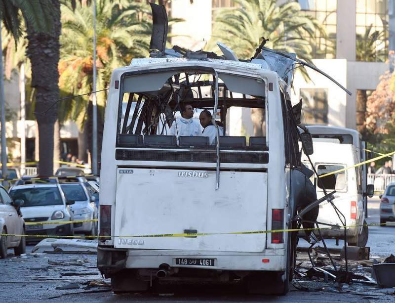 صور الحافلة التي تعرضت للهجوم