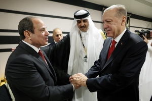 الرئاسة المصرية تُعلق على مصافحة السيسي و أردوغان في قطر
